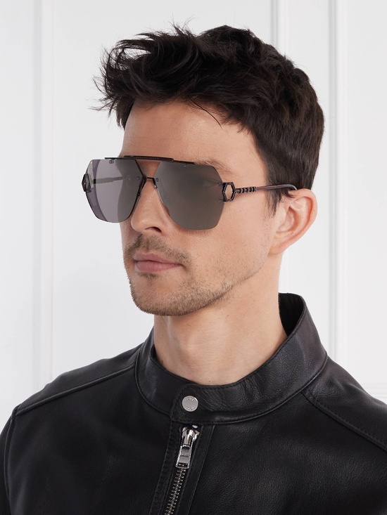 Philipp Plein Sleek Black/Grey Silver Mirror Unisex Sunglasses 66-11-135 main image 10